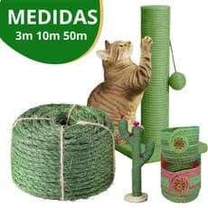 Corda de Sisal 8mm Rolo Verde Artesanato Arranhador de gato Decoração Fio Sustentável