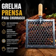 Grelha baby quadrada para Churrasco Peixeira Legumes Linguiça | Assa Rápido e Uniforme