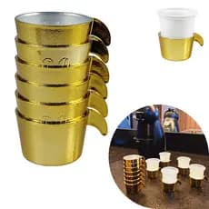 Conjunto Copete 6 Porta Copos Descartavel Cantinho Cafe Plastico Dourado - AMZ