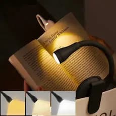 Mini Luminaria de Leitura Portatil 360° Grau, 3 Cores de LED, Recarregavel, com Clipe 8238