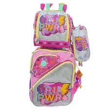 Kit Mochila Escolar Feminina de rodinhas Grande + lancheira térmica + estojo Infantil Girl Power - Happy Girl - CHENSON