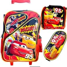 Kit Mochila Escolar de rodinhas + lancheira térmica + estojo do RELÂMPAGO MCQUEEN - CHENSON