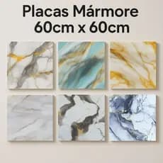 Placa Painel Mármore Flexível Adesivo 60cm x 60cm = 0,36m²  Quarto Sala Lavabo Cozinha