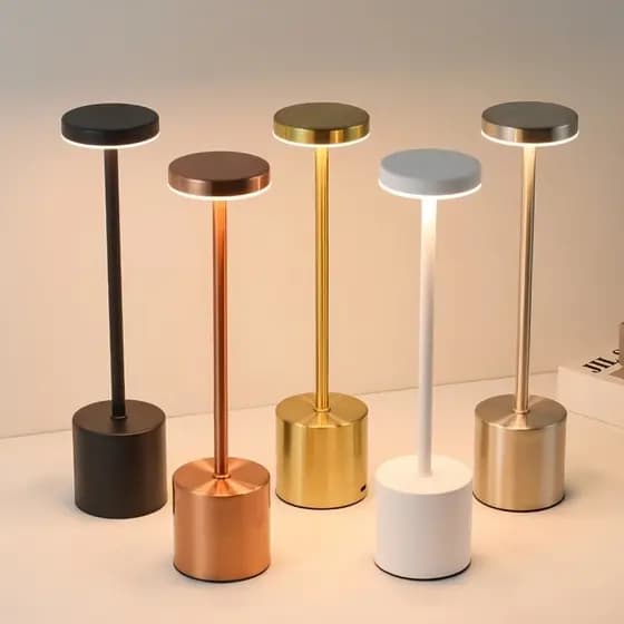 Luminária de Mesa Touch LED Recarregável Sem Fio - Candeeiro Dimerizável em Alumínio