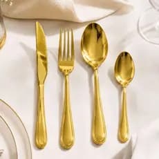 Jogo de Talheres Dourado Inox Mesa Posta 6 Pessoas 24 30 Peças Peças Faqueiro Premium Desenhado