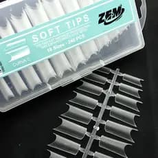 Unha Tips Soft Gel  Fosca Curvatura C meio Quadrada Zem Com 240 Unidades