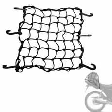 Rede Aranha Elastica 30x30 Moto para Prender Capacete Bagageiro Bau e Cargas com Gancho de Metal