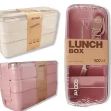 Marmita Ecologica Fitness Lunch Box 900ml 3 Divisórias Marmiteiro com Talher ecologico