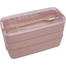 Marmita Ecologica Fitness Lunch Box 900ml 3 Divisórias Marmiteiro com Talher ecologico