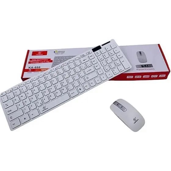 kit de teclado e mouse sem fio Kapbom KA-666 2,4 GHZ C/ Teclado Numérico