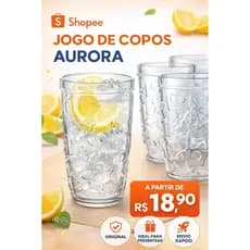 Jogo 6 Copos Aurora 270 ml Vidro Nadir Figueiredo Resistentes Barato Promoção