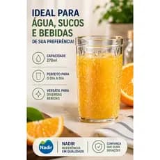 Jogo 6 Copos Vidro 270ml Nadir SM Nature – Copo Água Suco Resistente Original