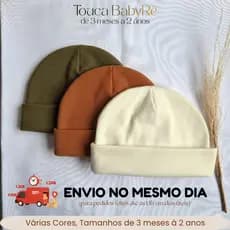 KIT 3 Toucas Bebe 3 Meses a 2 Anos Algodão Canelado Gorro Infantil Minimalista Menino Menina Inverno