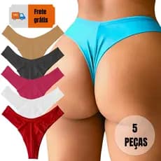 Kit 5 Tangas Calcinhas Fio Duplo Levanta Bumbum Confortável - Promoção de Lançamento!