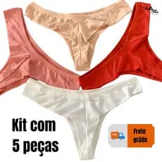 KIT 5 Calcinhas Empina Bumbum Fio Dental Duplo Conforto Sensual Sem Costura no Bumbum
