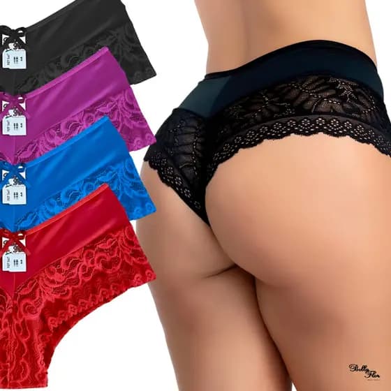 Kit 5 ou 3 Calcinhas  Luxo Renda Box Shortinho Cueca Feminina