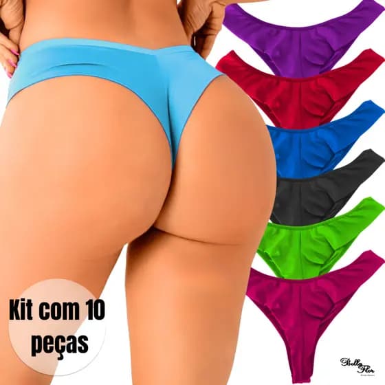 KIT COM 10 ou 5 Calcinhas Fio Duplo Levanta Bumbum Confortável Forro em Algodão Sensual