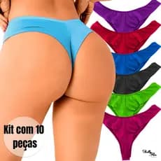 KIT COM 10 ou 5 Calcinhas Fio Duplo Levanta Bumbum Confortável Forro em Algodão Sensual