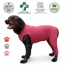 Roupa Protetora Pós-Cirúrgica Pet Cachorro - Pernas Traseiras - Tecido Dry Fit Proteção Solar UV 50+