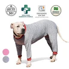 Roupa Protetora Cachorro - Corpo Pernas Dianteiras Traseiras - Tecido Dry Fit Proteção Solar UV 50+