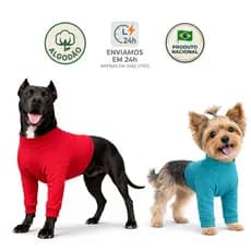 Roupa Protetora Pós-Cirúrgica Pet para Cachorro - Peito e Pernas Dianteiras - Tecido de Algodão