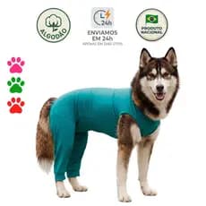 Roupa Protetora Pós-Cirúrgica Pet Para Cachorro - Pernas Traseiras - Tecido de Algodão e Zíper