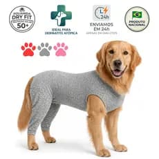 Roupa Protetora Pós-Cirúrgica Cachorro - Pernas Traseiras - Tecido Dry Fit Proteção Solar UV 50 +