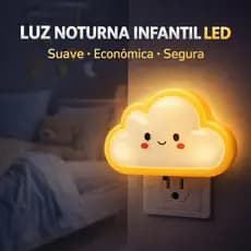 Luz Noturna Infantil LED Nuvem Abajur Tomada Quarto Bebê Criança