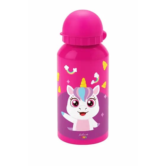 Garrafa Infantil Unicórnio 400ml • Alumínio • Anti-Vazamento • Escola • Lancheira • Kids