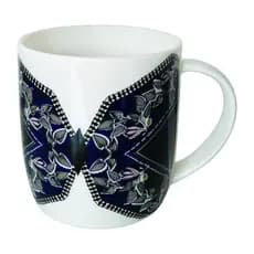 Caneca Free Life First Coffee em Porcelana 340ml Branco e Azul - Dynasty