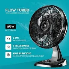 Ventilador de Mesa e Parede WAP FLOW TURBO 180W 8 Pás 50cm 110V