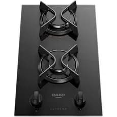 Fogão Cooktop À Gás 2 Bocas Dako Supreme com Mesa de Vidro Preto Bivolt