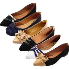 Kit 6 pares Sapatilha Feminina Bico Fino Confortável Elegante