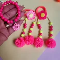 Parzinho de xuxinha tererê com pulseira Neon - Parzinho infantil Laço Neon rabicó penteado