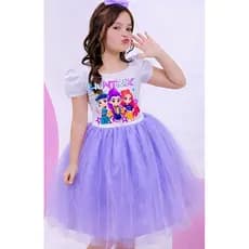 Vestido infantil huntrix guerreiras do K-POP com manga e , modelo aniversário (com manga) - Confortá Luxuoso e Elegante