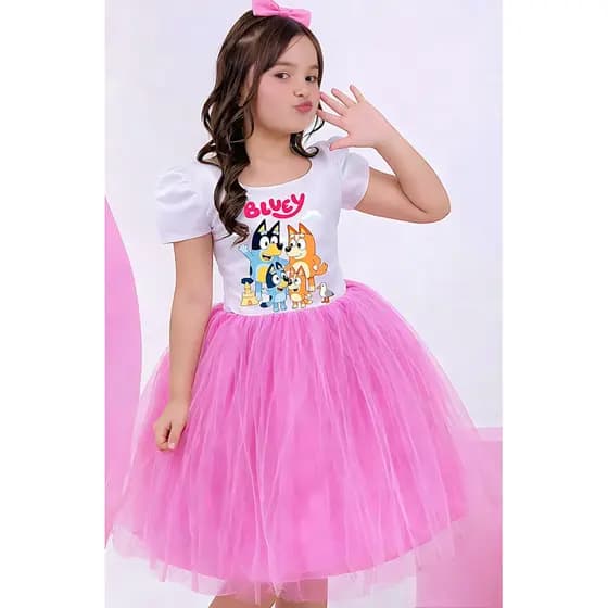 Vestidos temáticos infantil aniversário festa  super luxo festa (com manga)