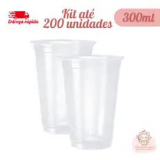 Kit Até 200 Copos Descartável Transparente Plástico Versátil Higiênico 300ml