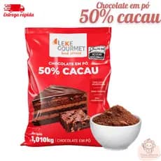 Pacote De Chocolate em Pó 50% Cacau Leke Gourmet Versátil 1,010Kg