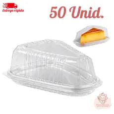 Kit 50 Embalagem Triangular Plástica Transparente Fatia de Bolo Com Tampa