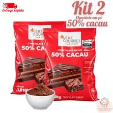 Kit 2 Pacote De Chocolate em Pó 50% Cacau Leke Gourmet Versátil 1,010Kg
