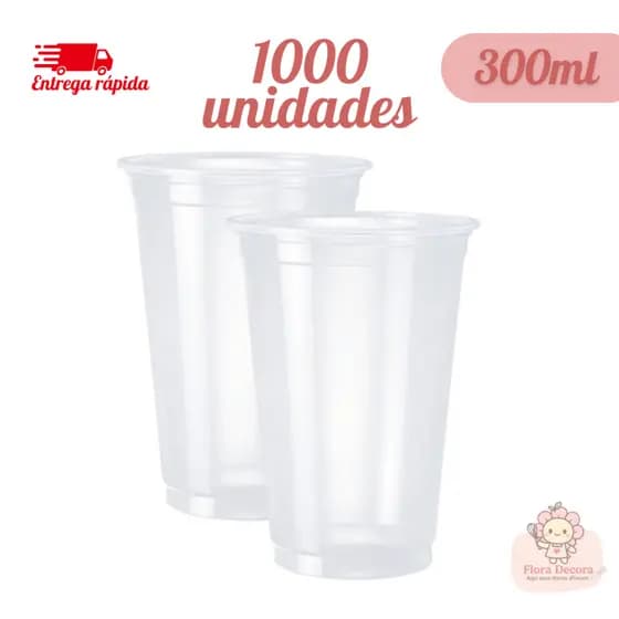 Kit 1000 Copos Descartável Transparente Plástico Versátil Higiênico 300ml