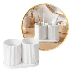 Suporte Porta Escovas De Dentes Canelado Duplo Pia Banheiro Suite guarda roupa porta objetos pinceis maquiagem original