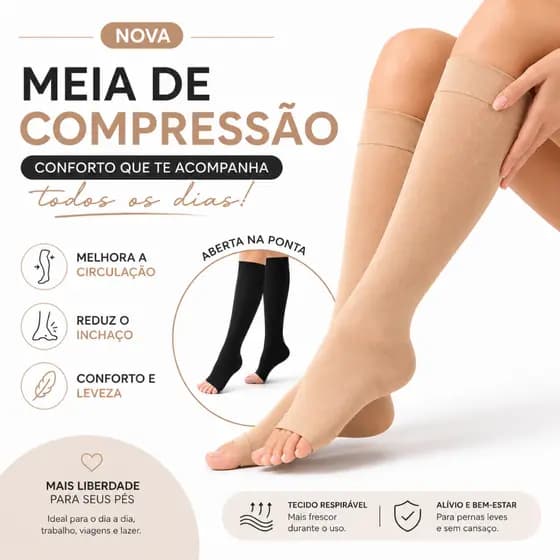 Meias De Compressão Alta Pressão Varizes De Dedo Do Pé Aberto Sem Ponteira Mulheres e Homens Vasos Inchaço Gestante