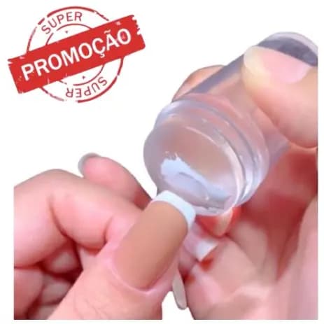 Carimbo C/ Placa de Unha Transparente de Silicone