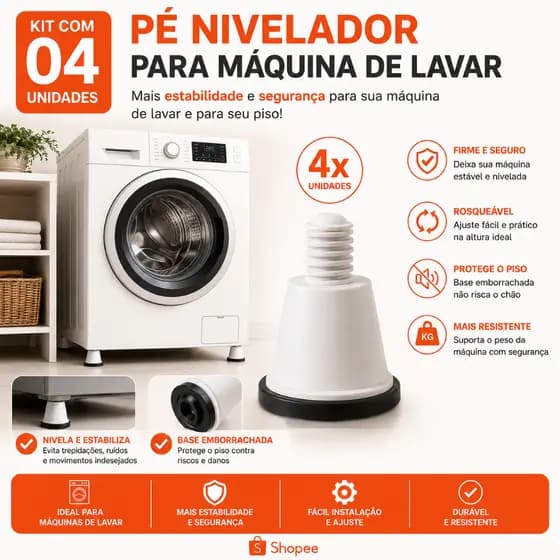 Kit 04 Pé Nivelador Para Lavadora Electrolux