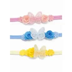 Faixa para Bebê meia de seda com flor e borboleta Menina Baby Acessórios Infantil