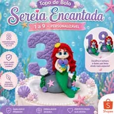 Vela de Biscuit - Pequena Serei - Arie - Topo de bolo - Personalizado - Aniversário - Tema - Vela
