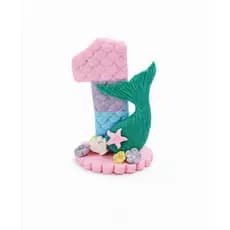 Vela de Biscuit - Fundo do Mar - Sereia - Topo de bolo - Personalizado - Aniversário - Tema - Vela