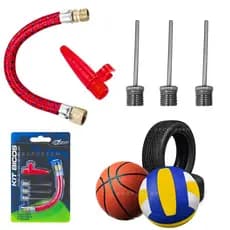Kit Bicos de Bomba de Ar de Mão Manual Para Encher Bola Pneu Bike Carro Boia + Adaptador Oferta