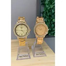Relógio Feminino Dourado Luxo Strass Pulseira Metálica – Relógio Social Elegante